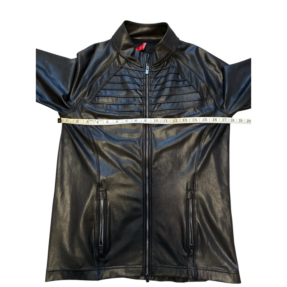 SPANX‎ Moto Jacket Black Full Zip Lightweight Faux Leather-Like Large - Picture 5 of 8